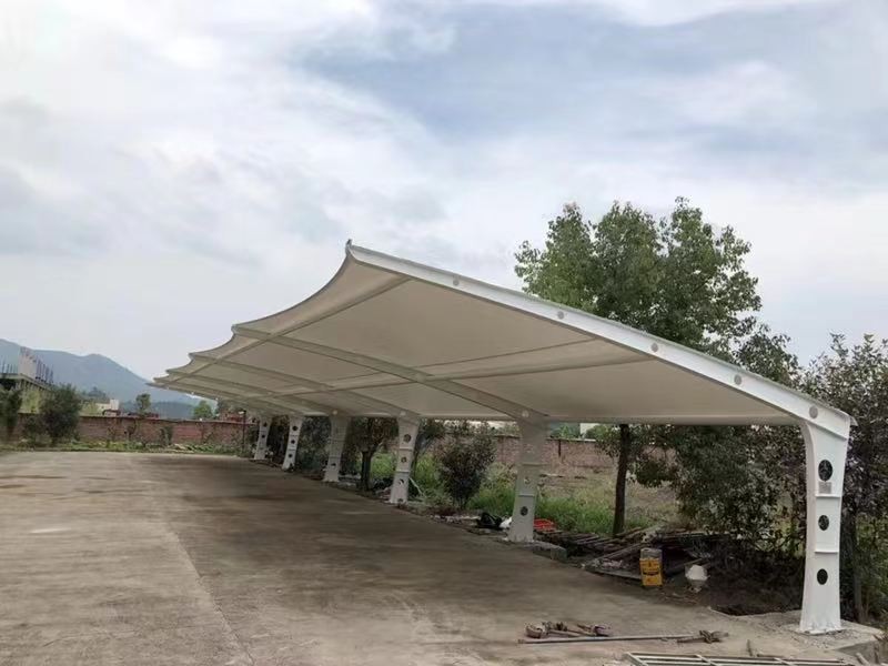 虎丘区小区改造停车棚工程，膜结构非机动车棚定制厂家-2